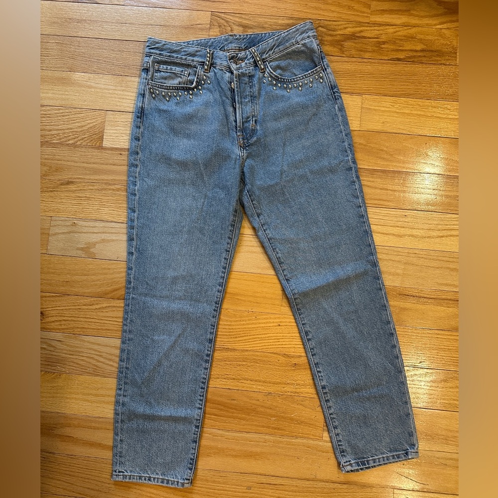 H&M high rise vintage fit jeans with metallic details